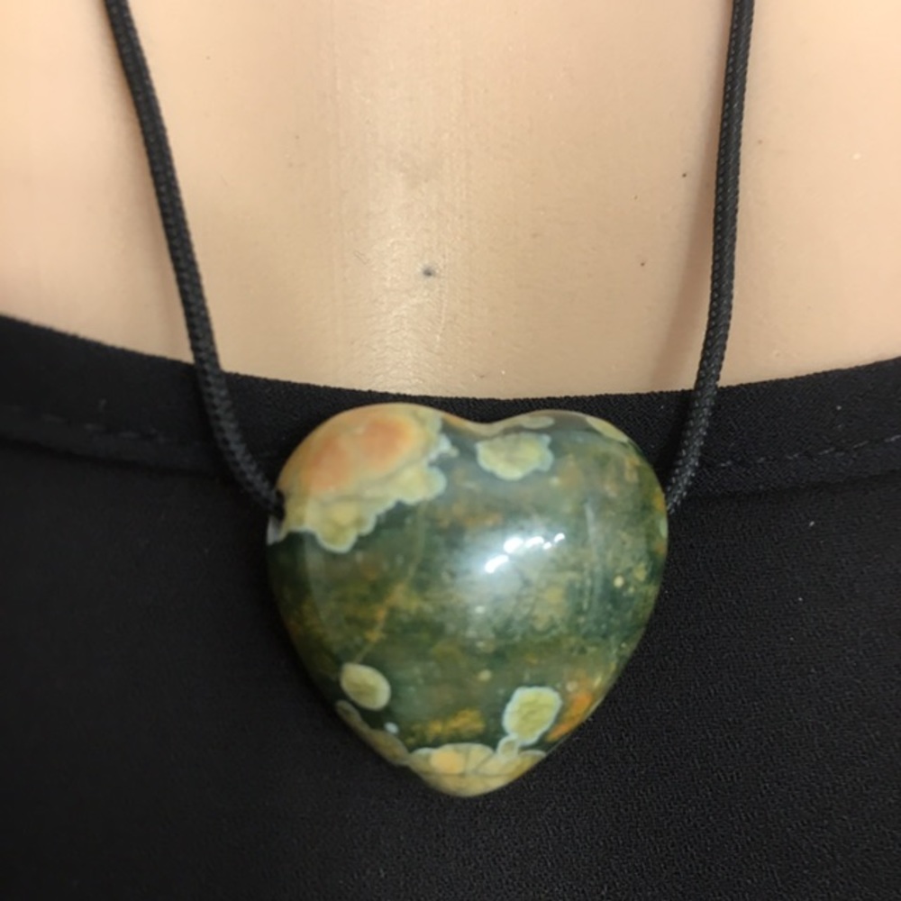Unakite Jasper Heart Necklace